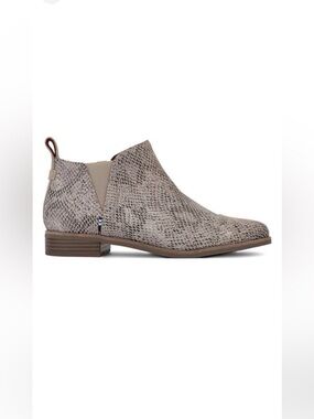 Toms Reese Cobblestone Snake Printed Suede Ankle Bootie Boot
